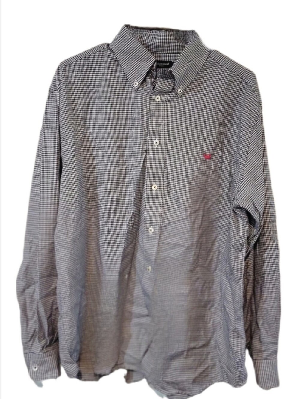 Southern Marsh Mens Hampton Houndstooth Button Down Shirt Black White Cotton L